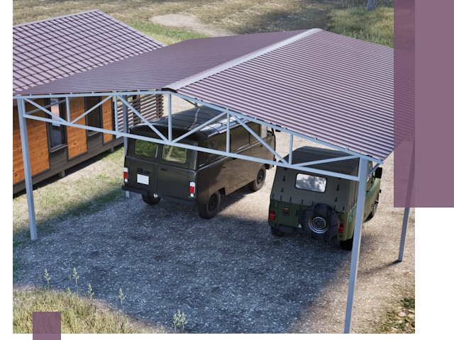 Двускатные навесы под ключ в Черногорске — изготовление и монтаж